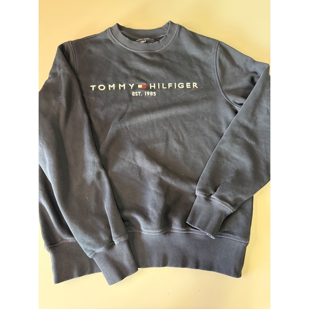 Tommy Hilfiger Navy Crewneck Sweatshirt Embroidered Logo EST 1985 XS